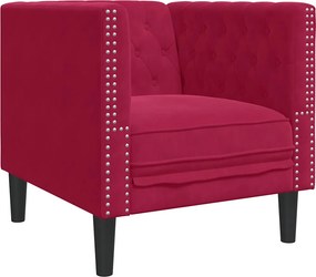 vidaXL Πολυθρόνα Chesterfield Μπορντό Βελούδινη