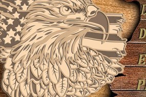 Intra απο ξύλο plywood  Χρώμα wenge 3mm-4mm πάχος - Eagle Multilayer /3D Patriotic Eagle Δίασταση 30x20 cm INTRAFABR-50076201