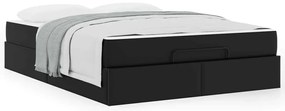 vidaXL Σκελετός κρεβατιού με στρώμα Μαύρο 140 x 190 cm Τεχνητό δέρμα