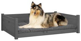 vidaXL Κρεβάτι Σκύλου Γκρι 95,5 x 65,5 x 28 εκ. από Μασίφ Ξύλο Πεύκου