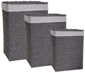 Σετ 3 Καλάθια Bamboo Γκρί 42x32x54cm, 36x26x48cm,30x20x42cm Etoile LM-501A