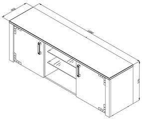 Έπιπλο Τηλεόρασης Lazio 170 Artisan Oak - Μαύρο 168x40x57 εκ. 168x40x57 εκ.