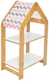 Ραφιέρα Montessori Zoilen pakoworld φυσικό-λευκό-ροζ mdf 50x30x80εκ