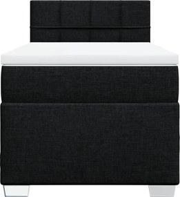 vidaXL Κρεβάτι Boxspring με Στρώμα Μαύρο 90x190 εκ.Υφασμάτινο