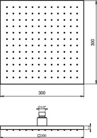 Almar Square E044043+C22000 Chrome - Κεφαλή Ντους με Βραχίονα