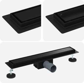 vidaXL 2 σε 1 εκροή ντους Μαύρο 50 cm Ανοξείδωτο Ατσάλι 304