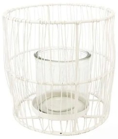 Κηροπήγιο Μεταλλικό Συρμάτινο 012.862134043 14x14cm White Metal, Glass