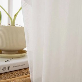 Beauty Home Κουρτίνα γάζα μονόχρωμη με 8 μεταλλικούς κρίκους Sharp Art 8448 140x270 Εκρού