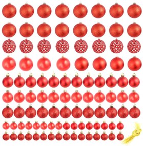 vidaXL Σετ Μπάλες Χριστουγεννιάτικες 100 τεμ. Κόκκινες 3/4/6 εκ.