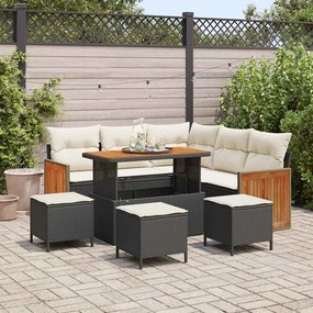 vidaXL Σετ Καναπέ Κήπου 9 pcs Μαύρο και κρεμ 110 x 55 x 71 εκ