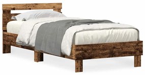 vidaXL Σκελετός Κρεβατιού Παλαιό ξύλο 90 x 190 cm Επεξεργασμένο ξύλο