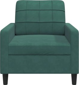 vidaXL Πολυθρόνα Σκούρο πράσινο 60 εκ. Βελούδινη