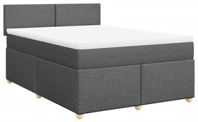 vidaXL Κρεβάτι Boxspring με Στρώμα Σκούρο Γκρι 160x200 εκ Υφασμάτινο