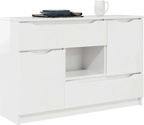 vidaXL Πλαϊνό γραφείο με συρτάρι Υψηλής γυαλάδας λευκό 100 x 30 x 65,6