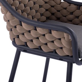 Σκαμπό Μπαρ KADE C5715 Μεταλλικό με Wicker Σχοινί Μπέζ 54x54x103 εκ. 54x54x103 εκ.
