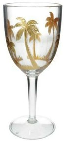 Ποτήρι Κρασιού Φοίνικες 1530-2 9x9x20,5cm Clear-Gold Supergreens Πλαστικό