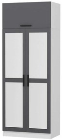 Ντουλάπα Δίφυλλη Με Πατάρι Kale 506MNR2228 90x52x255cm Anthracite-White Δίφυλλη