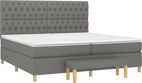 vidaXL Κρεβάτι Boxspring με Στρώμα Σκούρο Γκρι 200x200 εκ. Υφασμάτινο