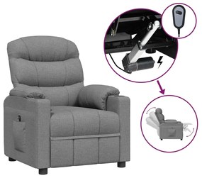 vidaXL Πολυθρόνα Ανακλινόμενη Ηλεκτρική Ανοιχτό Γκρι Υφασμάτινη