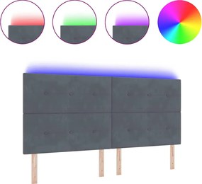 vidaXL LED κεφαλάρι με φώτα λωρίδας LED Γκρι 200 cm Πολυεστέρας