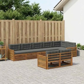vidaXL Σειρά Καναπέ Εξωτερικού με μαξιλάρι 8 pcs Φυσικό και Ανθρακί