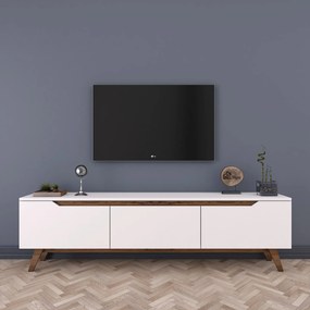 Έπιπλο Τηλεόρασης Λευκό / Καρυδιά DORAS 180x35x48,6