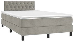 vidaXL Κρεβάτι Boxspring με Στρώμα & LED Αν.Γκρι 120x190εκ. Βελούδινο