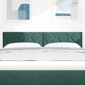 vidaXL LED Κεφαλάρι με φώτα λωρίδας LED Σκούρο πράσινο 144 cm Βελούδο
