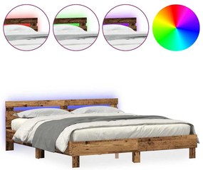 vidaXL Σκελετός Κρεβατιού Παλαιό ξύλο 200 x 200 cm Επεξεργασμένο ξύλο