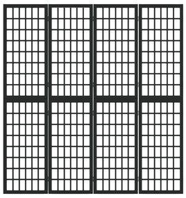 Παραβάν Ιαπωνικού Στιλ με 4 Πάνελ Πτυσσόμενο Μαύρο 160x170 εκ. - Μαύρο