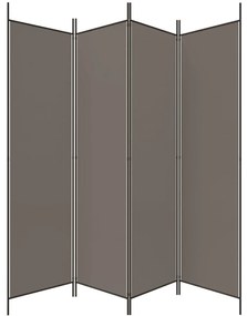 Διαχωριστικό Δωματίου με 4 Πάνελ Ανθρακί 698x180 εκ. από Ύφασμα - Ανθρακί