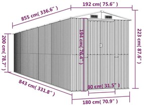 Αποθήκη Κήπου Ανοιχτό καφέ 192x855x223 εκ. Γαλβανισμένο Ατσάλι - Καφέ