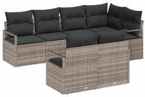 vidaXL Σετ Καναπέ Κήπου 7 pcs Ανοιχτό γκρι Πολυ ράταν