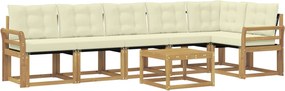vidaXL Σειρά Καναπέ Εξωτερικού με μαξιλάρι 7 pcs Λευκό και Κρεμ