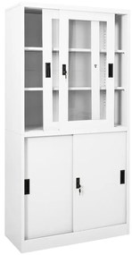 vidaXL Ντουλάπα Γραφείου με Συρόμενη Πόρτα Λευκή 90x40x180 εκ Ατσάλινη