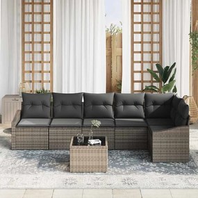vidaXL Σετ Καναπέ με μαξιλάρι 7 pcs Γκρι συνθετικό ρατάν
