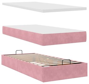 Οθωμανικό κρεβάτι με στρώματα ροζ 90x200cm Velvet 3313522