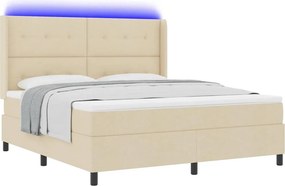vidaXL LED Κρεβάτι με βάθρο με κεφαλάρι Κρεμ 180 x 200 cm ύφασμα
