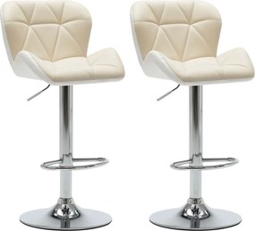 vidaXL Σκαμπό Μπαρ 2 τεμ. Κρεμ από Συνθετικό Δέρμα