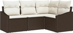 vidaXL Σετ Καναπέ με μαξιλάρι 4 pcs Καφέ συνθετικό ρατάν