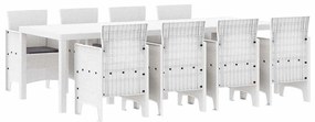 vidaXL Σέτ φαγητού για κήπο 9 pcs Ανοιχτό γκρι Rattan Polt