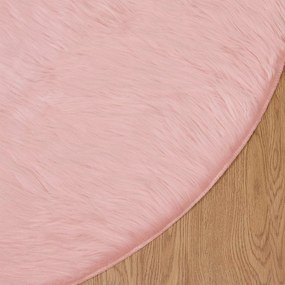 vidaXL Χαλί από τεχνητό πρόβειο δέρμα TAFALLA Ροζ Ø 160 cm Πολυεστέρας