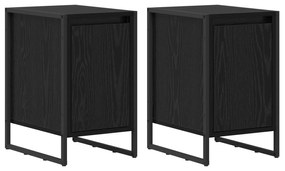 vidaXL Κομοδίνο 2 pcs Μαύρη Οξυά 39,5 x 30 x 50 εκ Επεξεργασμένο ξύλο