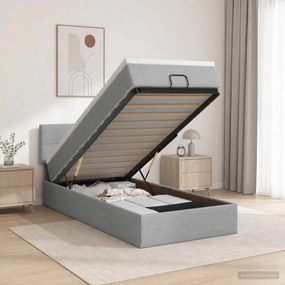 vidaXL Κρεβάτι Ottoman με Στρώμα και LED Ανοιχτό γκρι 80 x 200 cm