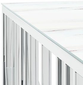 vidaXL Τραπέζι Σαλονιού Ασημί 100x100x50 εκ. Ανοξείδωτο Ατσάλι &amp; Γυαλί