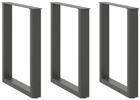 vidaXL Πόδια Τραπεζαρίας σε Σχήμα U 3 τεμ. Ανθρακί 70x(72-73) εκ. Ατσάλι