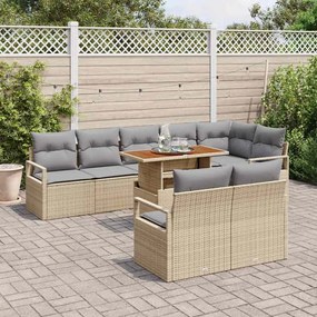 vidaXL Σετ Καναπέ Κήπου με μαξιλάρι 9 pcs Μπεζ, Γκρι 100 x 55 x 73 εκ