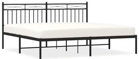 vidaXL Πλαίσιο Κρεβατιού με Κεφαλάρι Μαύρο 183 x 213 εκ. Μεταλλικό