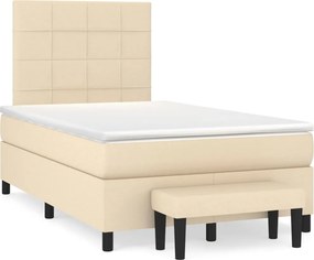 vidaXL Κρεβάτι Boxspring με Στρώμα Κρεμ 120x190 εκ. Υφασμάτινο