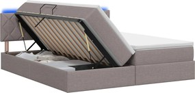 vidaXL LED Κρεβάτι αποθήκευσης με στρώμα Taupe 200 x 200 cm Ύφασμα